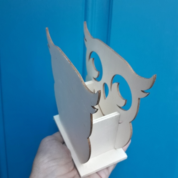 Wooden Owl Note Pen or Candle Holder Table Top - Picture 7 of 13